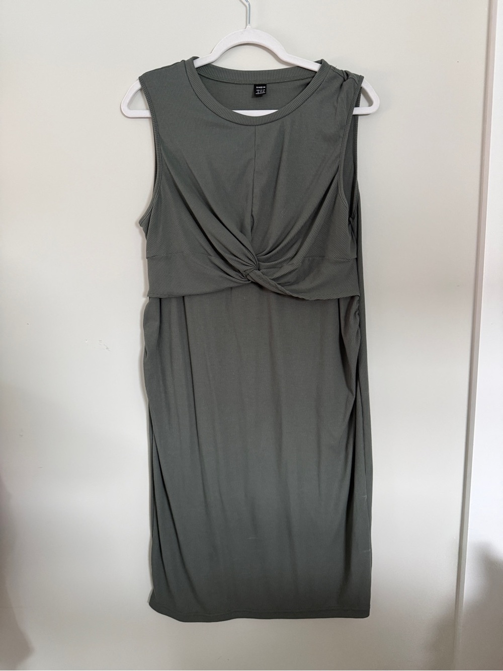 Sleeveless Knot-Front Midi Dress in Sage Green